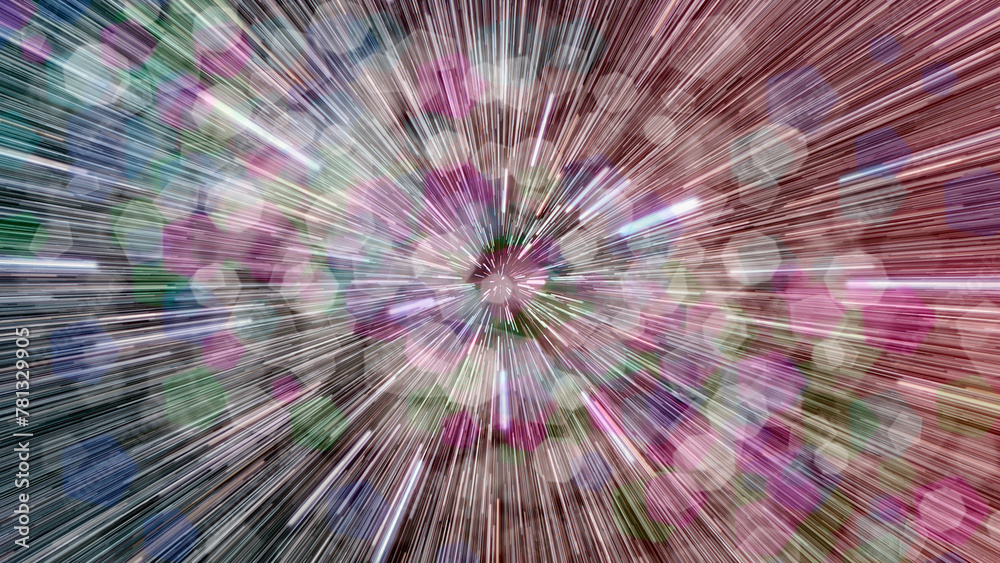 Poster abstract flight in space hyper jump illustration