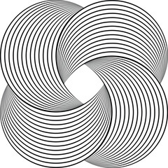 Pulsating spherical graphic constructed from a series of lines. Black, white lines sign, icon, symbol, icon, logo. Monochrome graphic design. Dynamic waves concept. Abstract background, line art patte