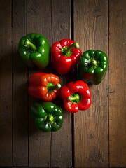 bel peppers on wood