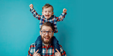Happy Father Days Image with Father and Son and Space for Copy