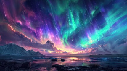 Captivating Aurora Adventure Vibrant Celestial Masterpiece Illuminates the Wilderness Landscape