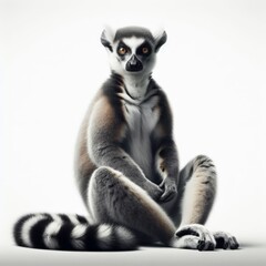 Naklejka premium Image of isolated Ring-tailed Lemur against pure white background, ideal for presentations 