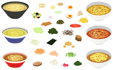 色々なラーメンと具材