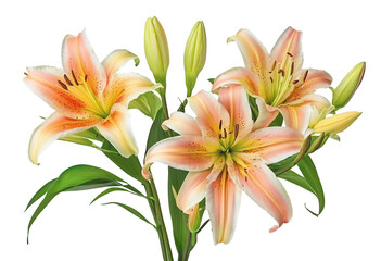 Fototapeta na wymiar High-Quality PNG of Elegant Blooming Lilies with Buds