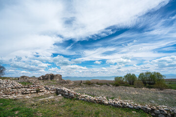 The scenic views of Kubadabad Palace was a complex of summer residences built for sultan Kayqubad I (1220–1237), ruler of the Sultanate of Rum, is located on the shores of Lake Beyşehir, Konya, Turkey