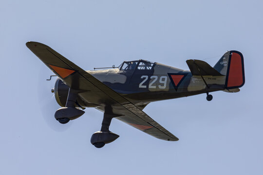 Hoogeveen, Netherlands JUL 8 2023: First public flight of the Fokker D.XXI or D.21