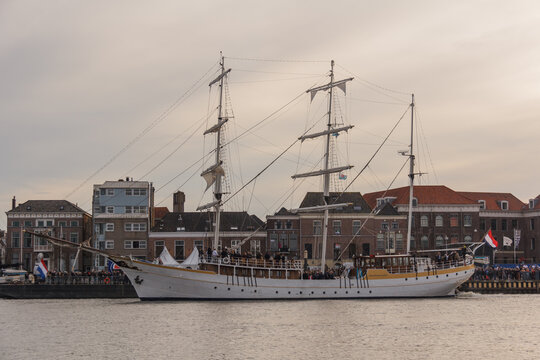 Kampen, The Netherlands - March 30, 2018: Barque De Stedemaeght at Sail Kampen