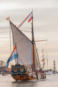 Kampen, The Netherlands - March 30, 2018: State Yacht De Utrecht at Sail Kampen