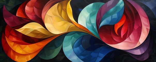 Twisted shapes and vibrant colors converge in this abstract art piece, perfect for adding visual impact to your projects.