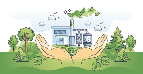 Obraz na płótnie Canvas CO2 carbon dioxide emissions with hands capturing fossil gas outline concept, transparent background. Climate pollution from exhaust and factory smog illustration. Renewable and green power usage.