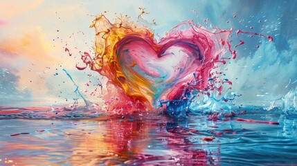 Vibrant Heart Shaped Paint Splash Capturing Passion and Creative Self Discovery