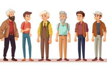 Obraz premium A group of men are standing in a line, with one of them wearing a tie. The men are all smiling, and the scene has a lighthearted, friendly atmosphere