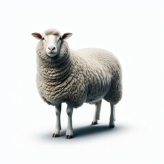 Image of isolated sheep against pure white background, ideal for presentations
