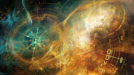 Mystical Clockwork and Numerology Artwork - obrazy, fototapety, plakaty