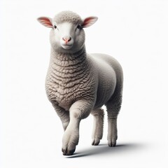 Image of isolated sheep against pure white background, ideal for presentations
