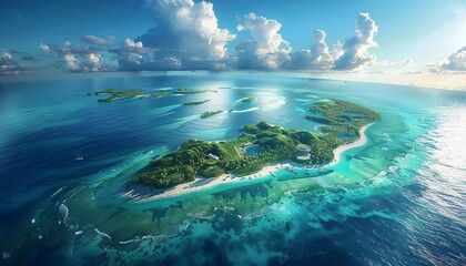 An uninhabited island in the middle of the ocean generated by AI