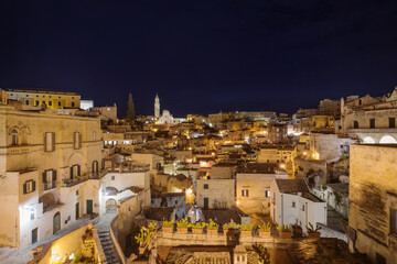 Matera Sassi cityscape by night, Basilicata, Italy - 781337382