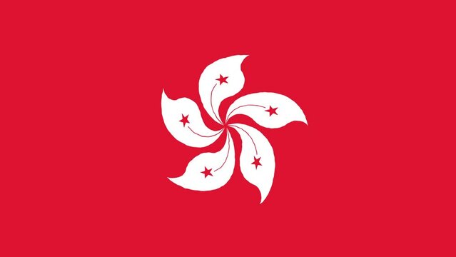 Stylized Cartoon Waving Flag of Hong Kong, Animated Background in Hand Drawn Style, 4k Video. Hong Kong, China, Flowing Motion Graphics Seamless Loop, for Backgrounds, Streaming and Channels.
