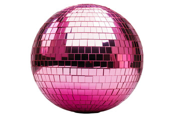 High-Quality PNG Image of a Pink Shiny Disco Mirror Ball, Isolated and Cut Out
