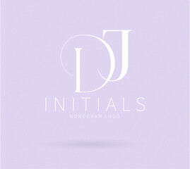 DJ Typography Initial Letter Brand Logo, DJ brand logo, DJ monogram wedding logo, abstract logo design
