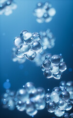 Physics atom with dark blue background, 3d rendering.