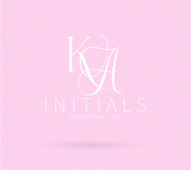 KA Monogram logo, Minimalist Typographic Line Monogram Logo, KA Wedding monogram logo