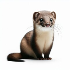 Image of isolated stoat against pure white background, ideal for presentations

