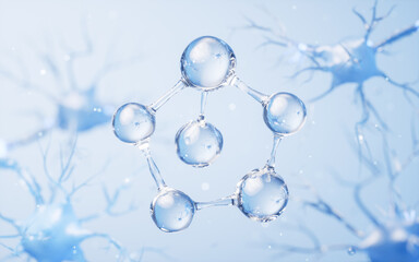 Molecule and biology nerve cell background, 3d rendering.