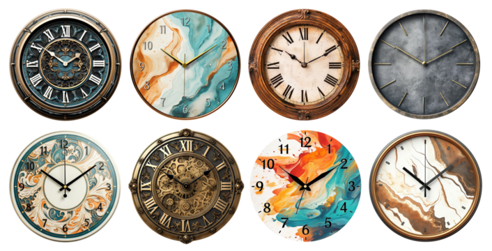 Set of wall clocks cut out