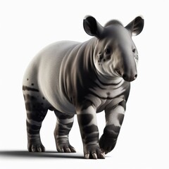 Image of isolated tapir against pure white background, ideal for presentations
