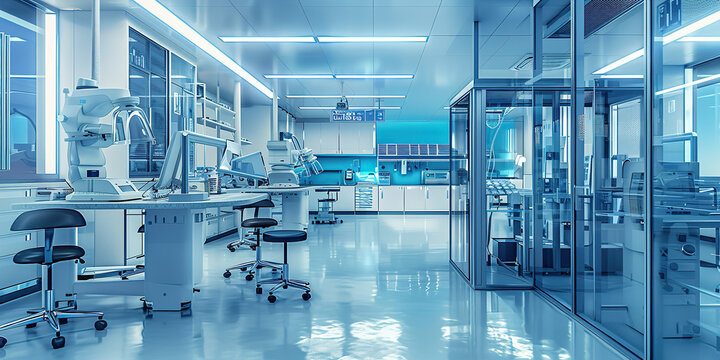 Modern scientific laboratory interior with equipment