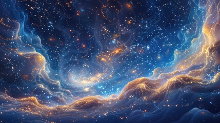Fototapeta na wymiar Captivating Celestial Symphony A Mesmerizing Cosmic Dance of Stardust and Twinkling Stars