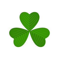 Flat shamrock icon. Clover three leaves logo. Green floral sticker.