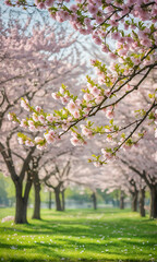 The cherry blossoms bloom beautifully