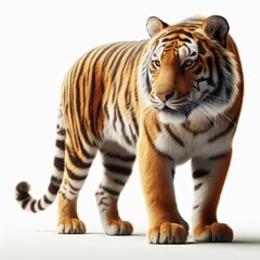 Fototapeta na wymiar Image of isolated tiger against pure white background, ideal for presentations 