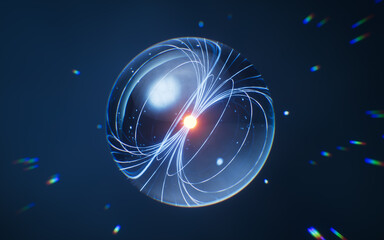 Physics quantum and scientific background, 3d rendering.
