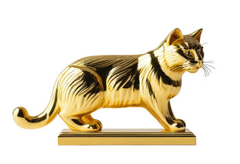 High-Quality PNG Image of a Golden Cat Trophy, Isolated and Cut Out