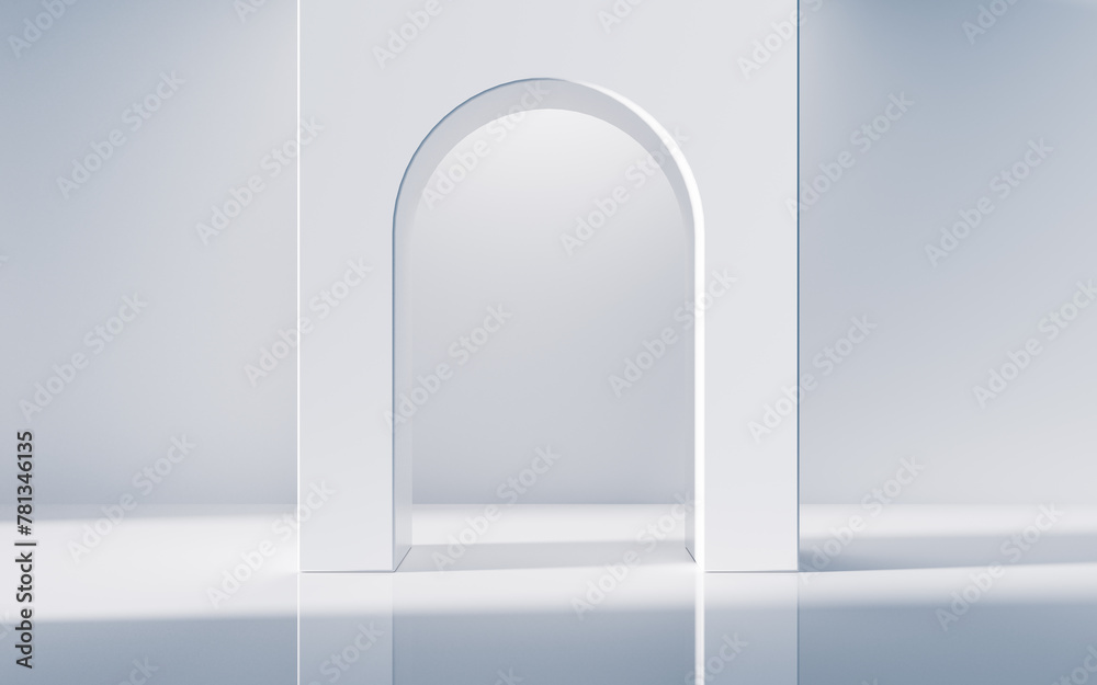 Poster empty building structure with geometric structure, 3d rendering.