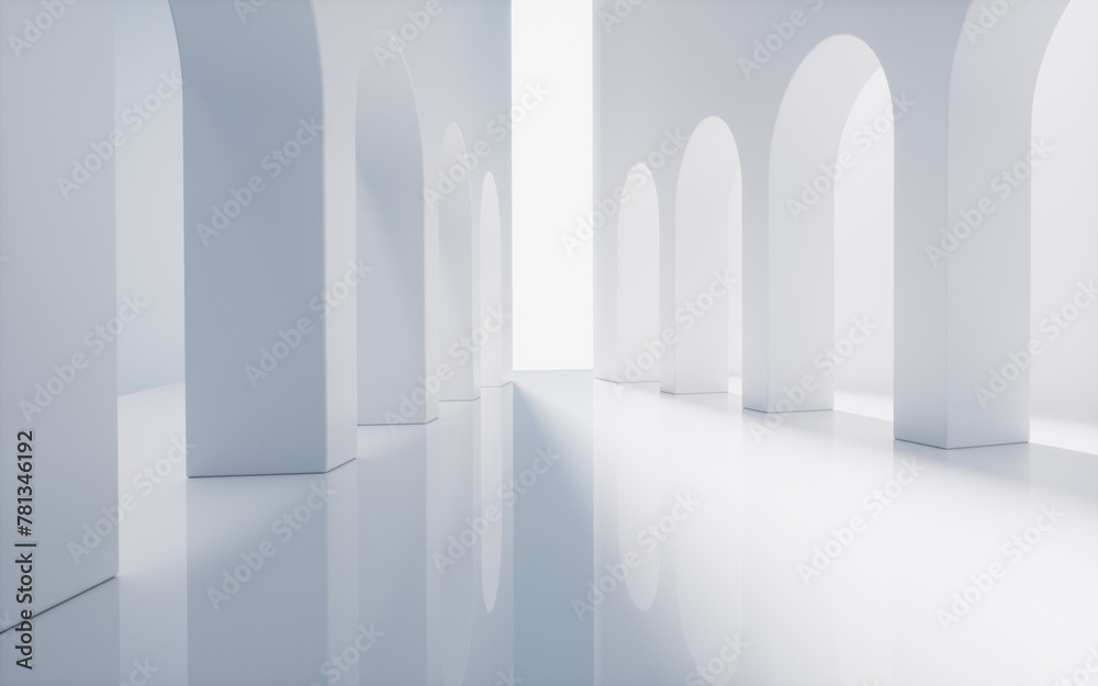 Poster empty building structure with geometric structure, 3d rendering.