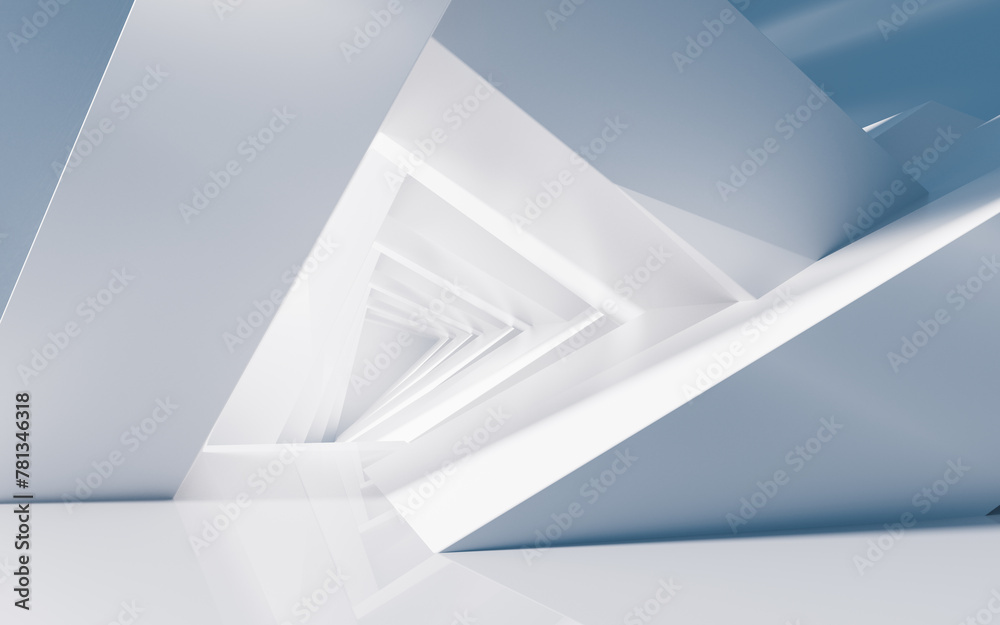 Poster empty building structure with geometric structure, 3d rendering.