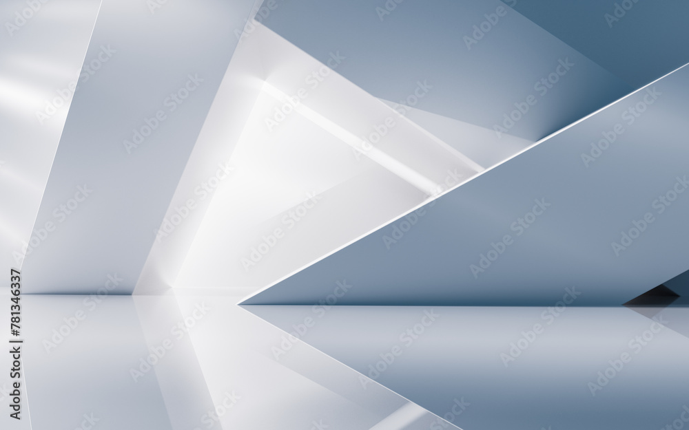 Poster empty building structure with geometric structure, 3d rendering.
