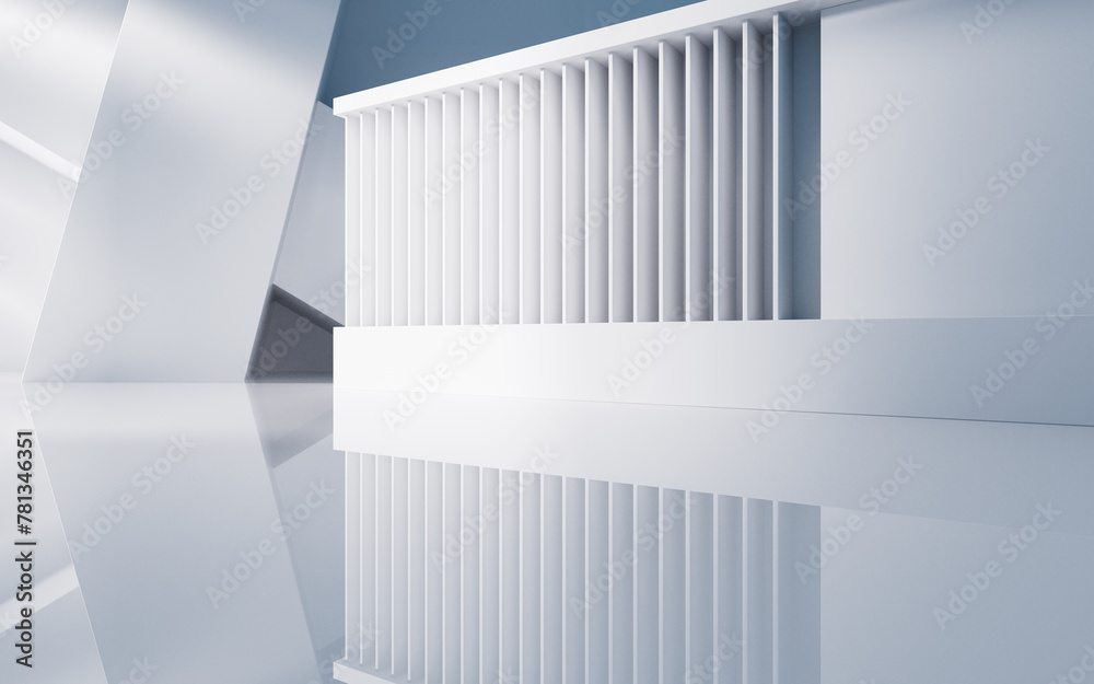 Poster empty building structure with geometric structure, 3d rendering.