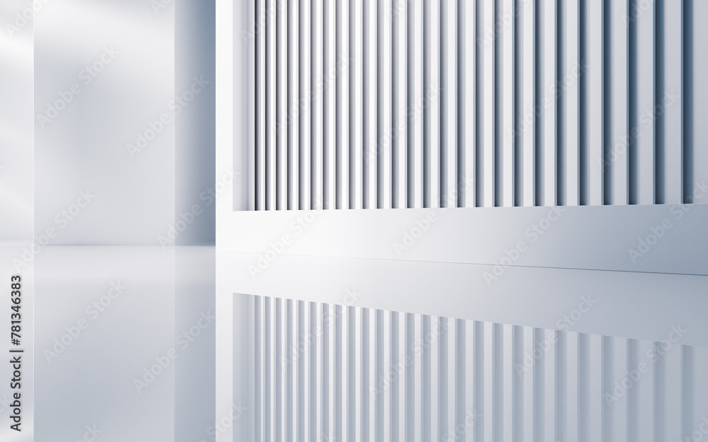 Poster empty building structure with geometric structure, 3d rendering.