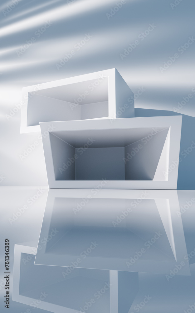Poster empty building structure with geometric structure, 3d rendering.