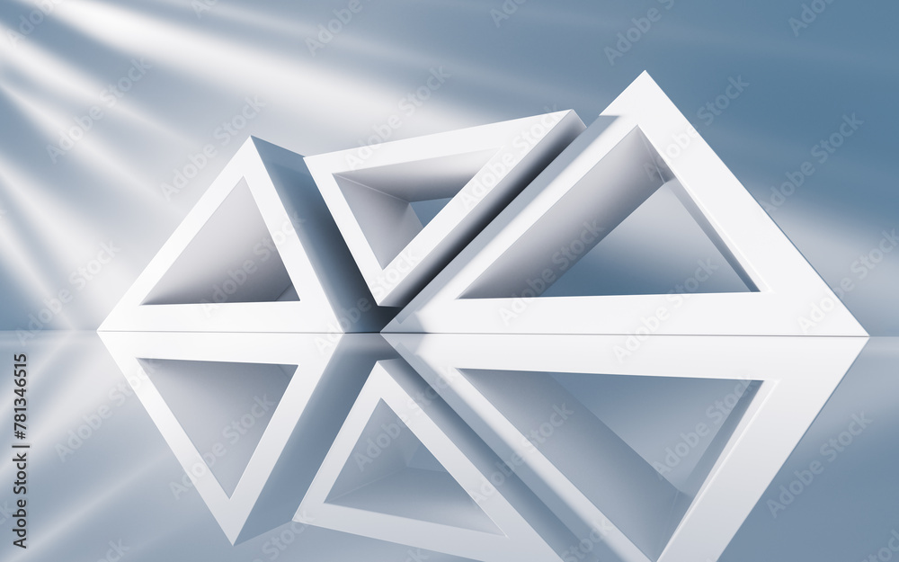 Poster empty building structure with geometric structure, 3d rendering.