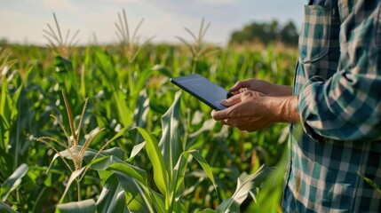 Farmers use tablets to analyze data and experiment with growing corn