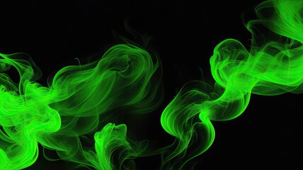 Obraz premium Bright green smoke on a black background.