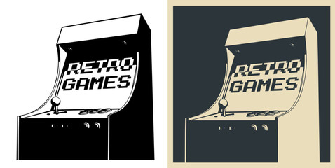 Retro arcade games cabinet illustrations - 781347132