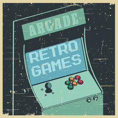 Retro arcade games cabinet old poster - 781347144