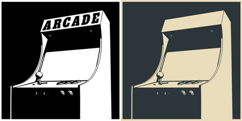 Retro arcade games machine illustrations - 781347146